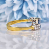 Ellibelle Jewellery Vintage 1979 Ceylon Sapphire & Diamond 18ct Gold Bypass Ring