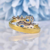Ellibelle Jewellery Vintage 1979 Ceylon Sapphire & Diamond 18ct Gold Bypass Ring