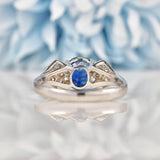 Ellibelle Jewellery Vintage 1979 Natural Sapphire & Diamond 18ct White Gold Ring