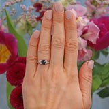 Ellibelle Jewellery Vintage 1979 Natural Sapphire & Diamond 18ct White Gold Ring