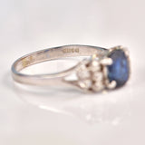 Ellibelle Jewellery Vintage 1979 Natural Sapphire & Diamond 18ct White Gold Ring