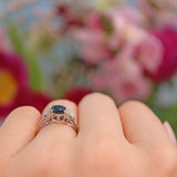 Ellibelle Jewellery Vintage 1979 Natural Sapphire & Diamond 18ct White Gold Ring