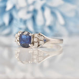 Ellibelle Jewellery Vintage 1979 Natural Sapphire & Diamond 18ct White Gold Ring
