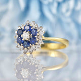 Ellibelle Jewellery Vintage 1979 Sapphire & Diamond 18ct Gold Cluster Ring