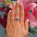 Ellibelle Jewellery Vintage 1979 Sapphire & Diamond 18ct Gold Cluster Ring