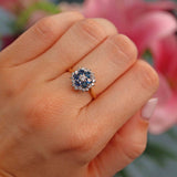 Ellibelle Jewellery Vintage 1979 Sapphire & Diamond 18ct Gold Cluster Ring