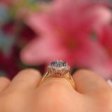 Ellibelle Jewellery Vintage 1979 Sapphire & Diamond 18ct Gold Cluster Ring