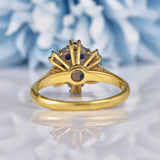 Ellibelle Jewellery Vintage 1979 Sapphire & Diamond 18ct Gold Flower Cluster Ring