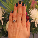 Ellibelle Jewellery Vintage 1979 Sapphire & Diamond 18ct Gold Flower Cluster Ring