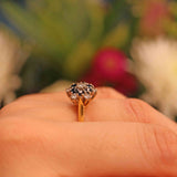 Ellibelle Jewellery Vintage 1979 Sapphire & Diamond 18ct Gold Flower Cluster Ring