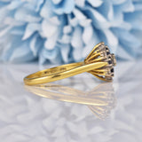 Ellibelle Jewellery Vintage 1979 Sapphire & Diamond 18ct Gold Flower Cluster Ring