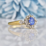 Ellibelle Jewellery Vintage 1980 Ceylon Sapphire & Diamond Cluster Ring