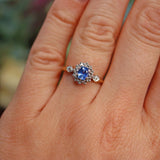 Ellibelle Jewellery Vintage 1980 Ceylon Sapphire & Diamond Cluster Ring