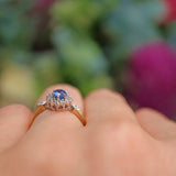 Ellibelle Jewellery Vintage 1980 Ceylon Sapphire & Diamond Cluster Ring
