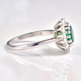 Ellibelle Jewellery Vintage 1980 Emerald & Diamond 18ct White Gold Cluster Ring