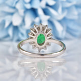 Ellibelle Jewellery Vintage 1980 Emerald & Diamond 18ct White Gold Cluster Ring