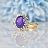 Ellibelle Jewellery Vintage 1980s Amethyst & Diamond Gold Cluster Ring