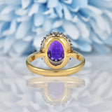 Ellibelle Jewellery Vintage 1980s Amethyst & Diamond Gold Cluster Ring