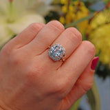 Ellibelle Jewellery Vintage 1980s Aquamarine & Diamond White Gold Cluster Ring