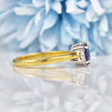 Ellibelle Jewellery Vintage 1980s Blue Sapphire & Diamond Three Stone Ring