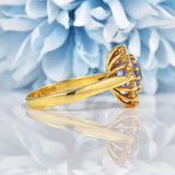 Ellibelle Jewellery Vintage 1980s Ceylon Sapphire & Diamond Cluster Ring