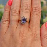 Ellibelle Jewellery Vintage 1980s Ceylon Sapphire & Diamond Cluster Ring
