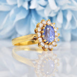 Ellibelle Jewellery Vintage 1980s Ceylon Sapphire & Diamond Cluster Ring