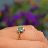 Ellibelle Jewellery Vintage 1980s Emerald & Diamond 18ct Gold Cluster Ring