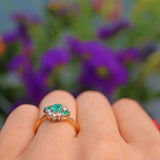 Ellibelle Jewellery Vintage 1980s Emerald & Diamond 18ct Gold Cluster Ring