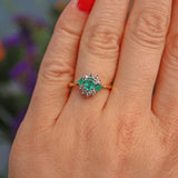 Ellibelle Jewellery Vintage 1980s Emerald & Diamond 18ct Gold Cluster Ring