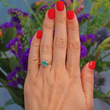 Ellibelle Jewellery Vintage 1980s Emerald & Diamond 18ct Gold Cluster Ring