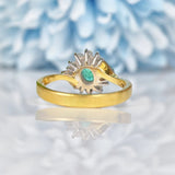 Ellibelle Jewellery Vintage 1980s Emerald & Diamond 18ct Gold Cluster Ring