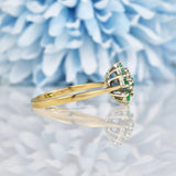 Ellibelle Jewellery Vintage 1980s Emerald & Diamond 9ct Gold Cluster Ring