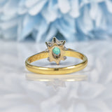 Ellibelle Jewellery Vintage 1980s Emerald & Diamond Cluster Ring