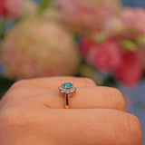 Ellibelle Jewellery Vintage 1980s Emerald & Diamond Cluster Ring
