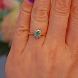 Ellibelle Jewellery Vintage 1980s Emerald & Diamond Cluster Ring