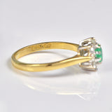 Ellibelle Jewellery Vintage 1980s Emerald & Diamond Cluster Ring