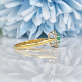Ellibelle Jewellery Vintage 1980s Emerald & Diamond Cluster Ring