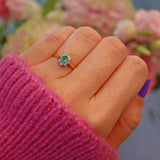 Ellibelle Jewellery Vintage 1980s Emerald & Diamond Cluster Ring