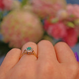 Ellibelle Jewellery Vintage 1980s Emerald & Diamond Cluster Ring