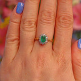 Ellibelle Jewellery Vintage 1980s Emerald & Diamond Cluster Ring