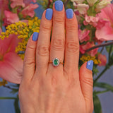 Ellibelle Jewellery Vintage 1980s Emerald & Diamond Cluster Ring