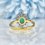 Ellibelle Jewellery Vintage 1980s Emerald & Diamond Cluster Ring