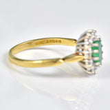 Ellibelle Jewellery Vintage 1980s Emerald & Diamond Cluster Ring
