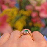 Ellibelle Jewellery Vintage 1980s Emerald & Diamond Cluster Ring