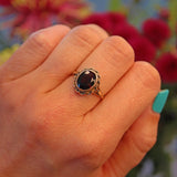 Ellibelle Jewellery Vintage 1980s Oval Garnet 9ct Yellow Gold Ring