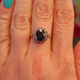 Ellibelle Jewellery Vintage 1980s Oval Garnet 9ct Yellow Gold Ring