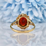 Ellibelle Jewellery Vintage 1980s Oval Garnet 9ct Yellow Gold Ring