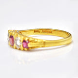 Ellibelle Jewellery Vintage 1980s Ruby & Diamond 18ct Gold Five Stone Ring
