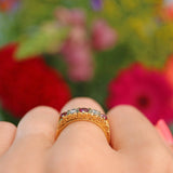 Ellibelle Jewellery Vintage 1980s Ruby & Diamond 18ct Gold Five Stone Ring
